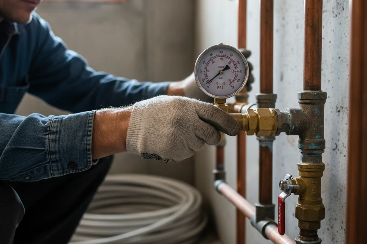 Pressure testing a repaired line during Water Line Repair in Runnells