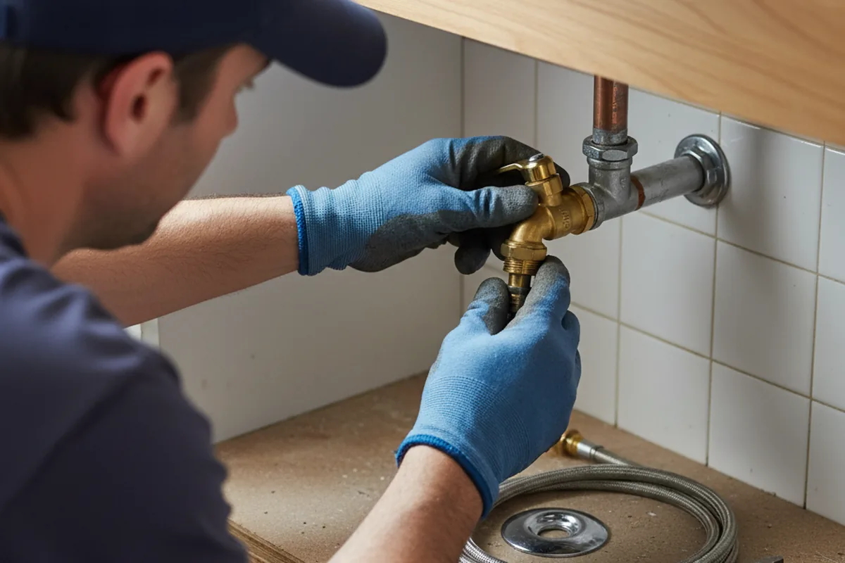 Shutoff valve and fitting work during Burst Pipe Repair in Runnells